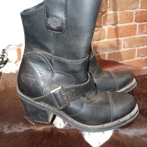 Harley Davidson Boulder Riding Boots Black Leather #88351 sz 8